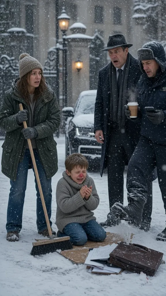 Madre che spazza la neve rivela segreti